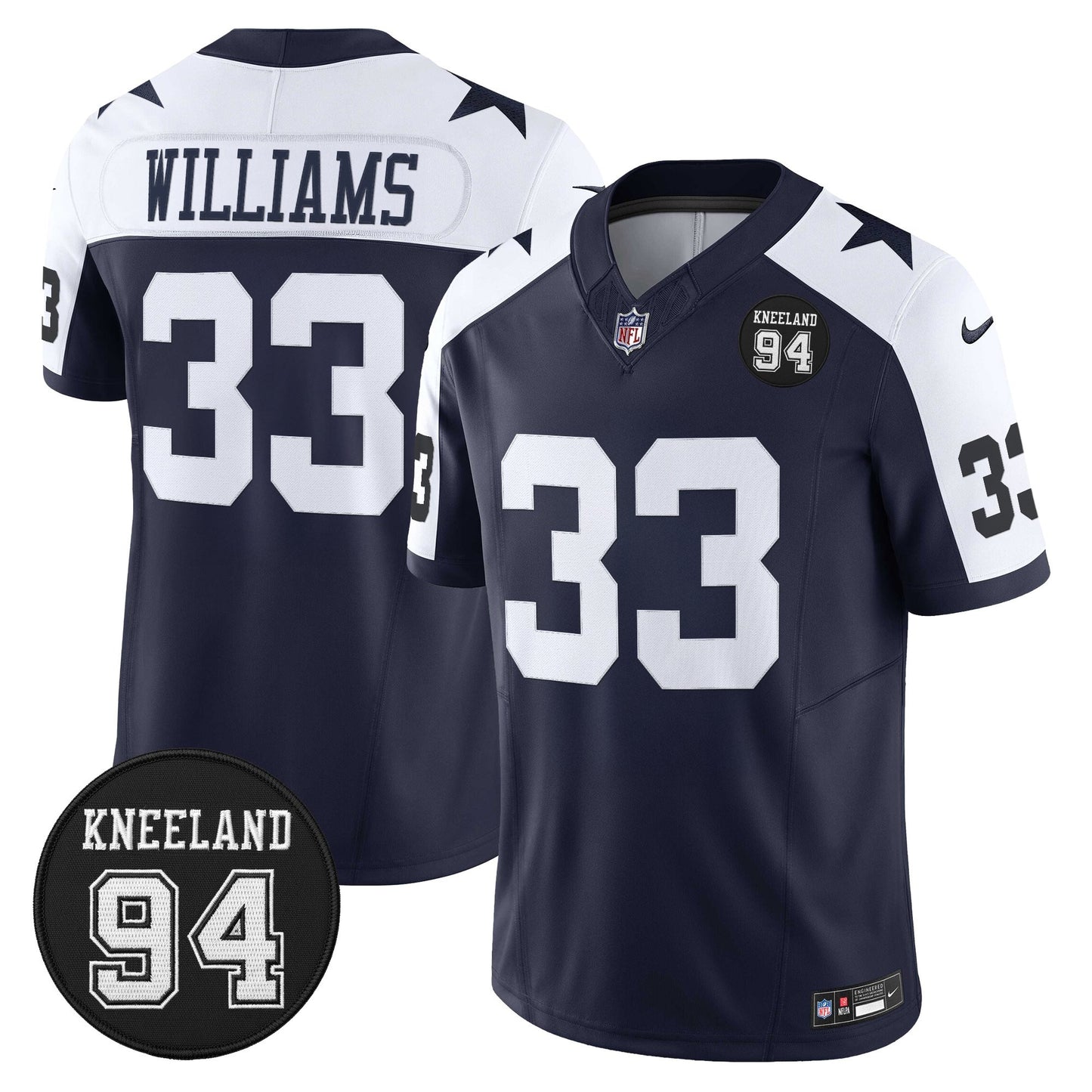 Men's Dallas Cowboys #94 Marshawn Kneeland Memorial Patch Vapor Limited Jersey - All Stitched