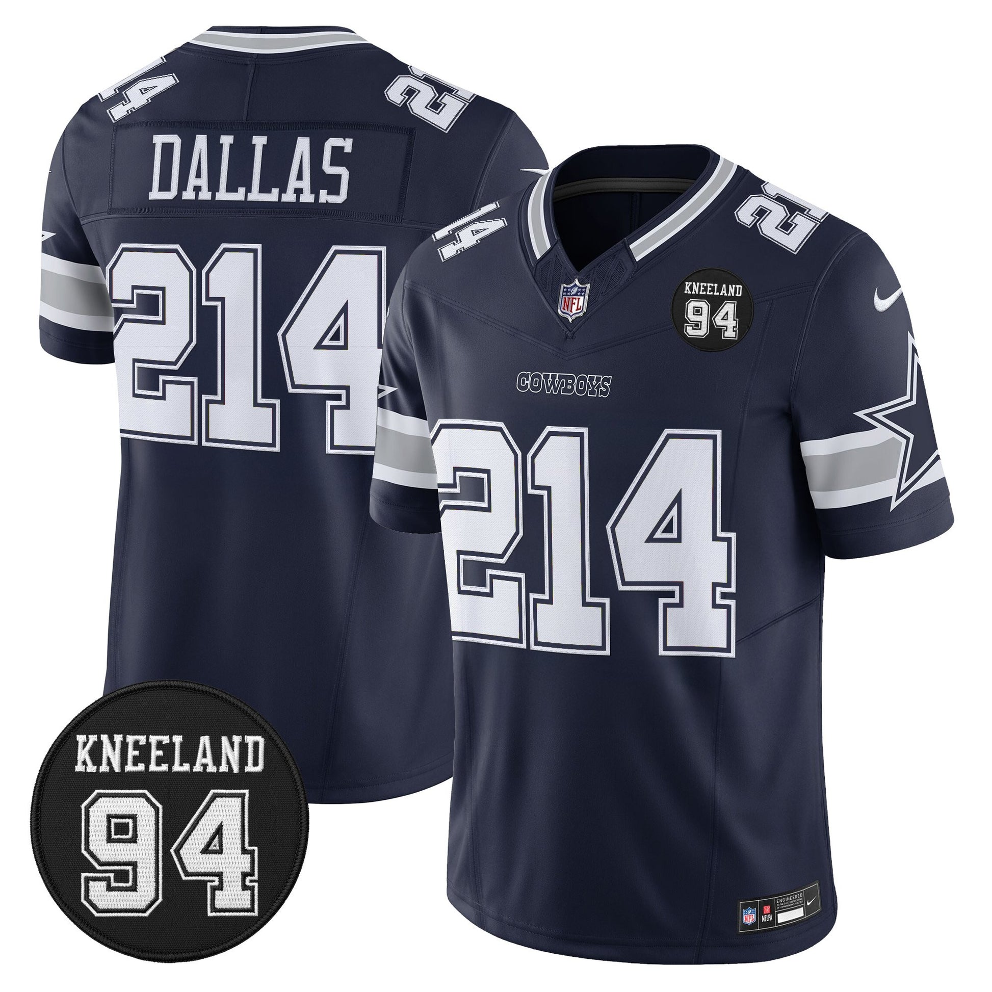 Men's Dallas Cowboys #94 Marshawn Kneeland Memorial Patch Vapor Limited Jersey - All Stitched