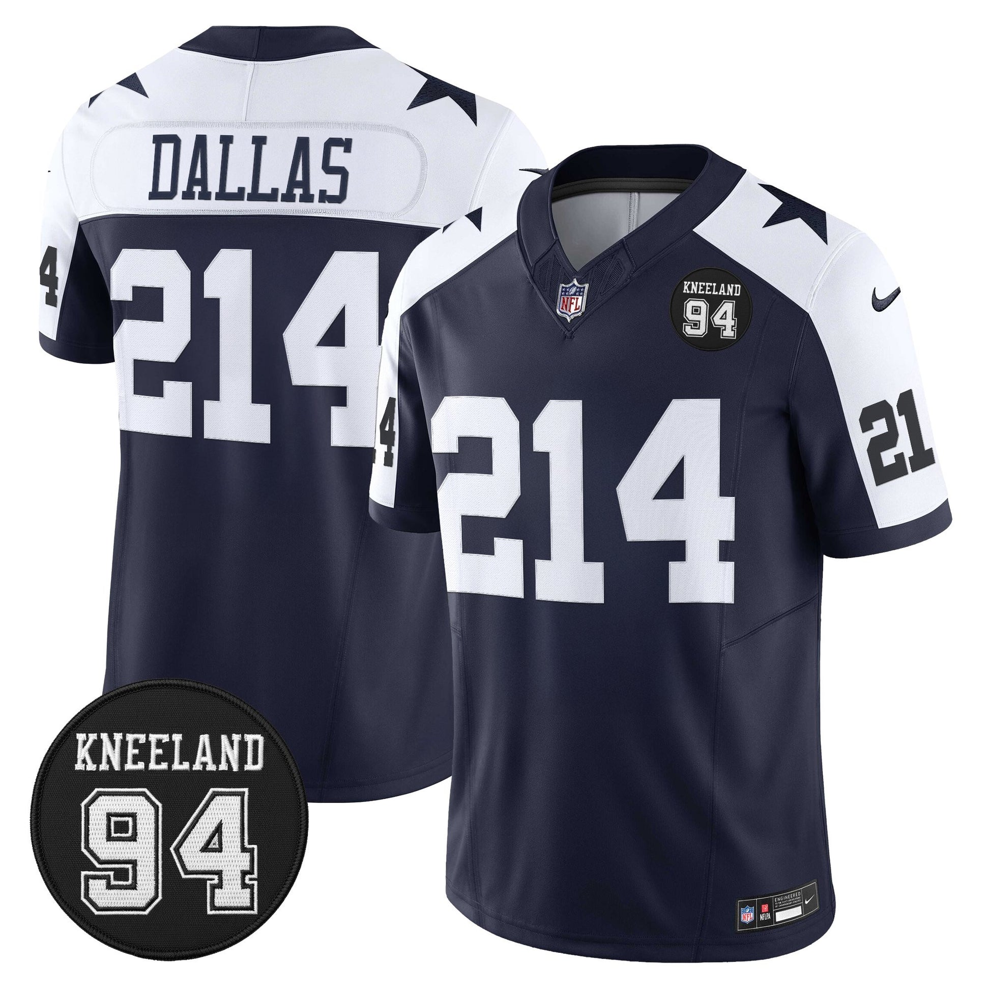 Men's Dallas Cowboys #94 Marshawn Kneeland Memorial Patch Vapor Limited Jersey - All Stitched
