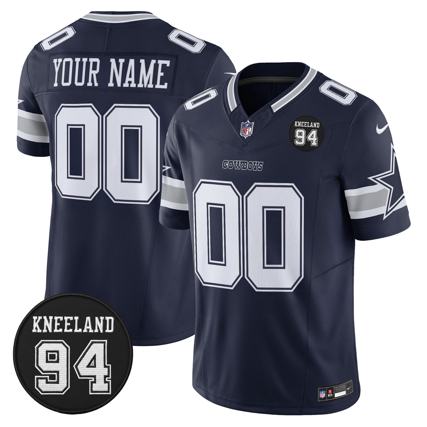 Dallas Cowboys #94 Marshawn Kneeland Memorial Patch Vapor Limited Custom Jersey - All Stitched