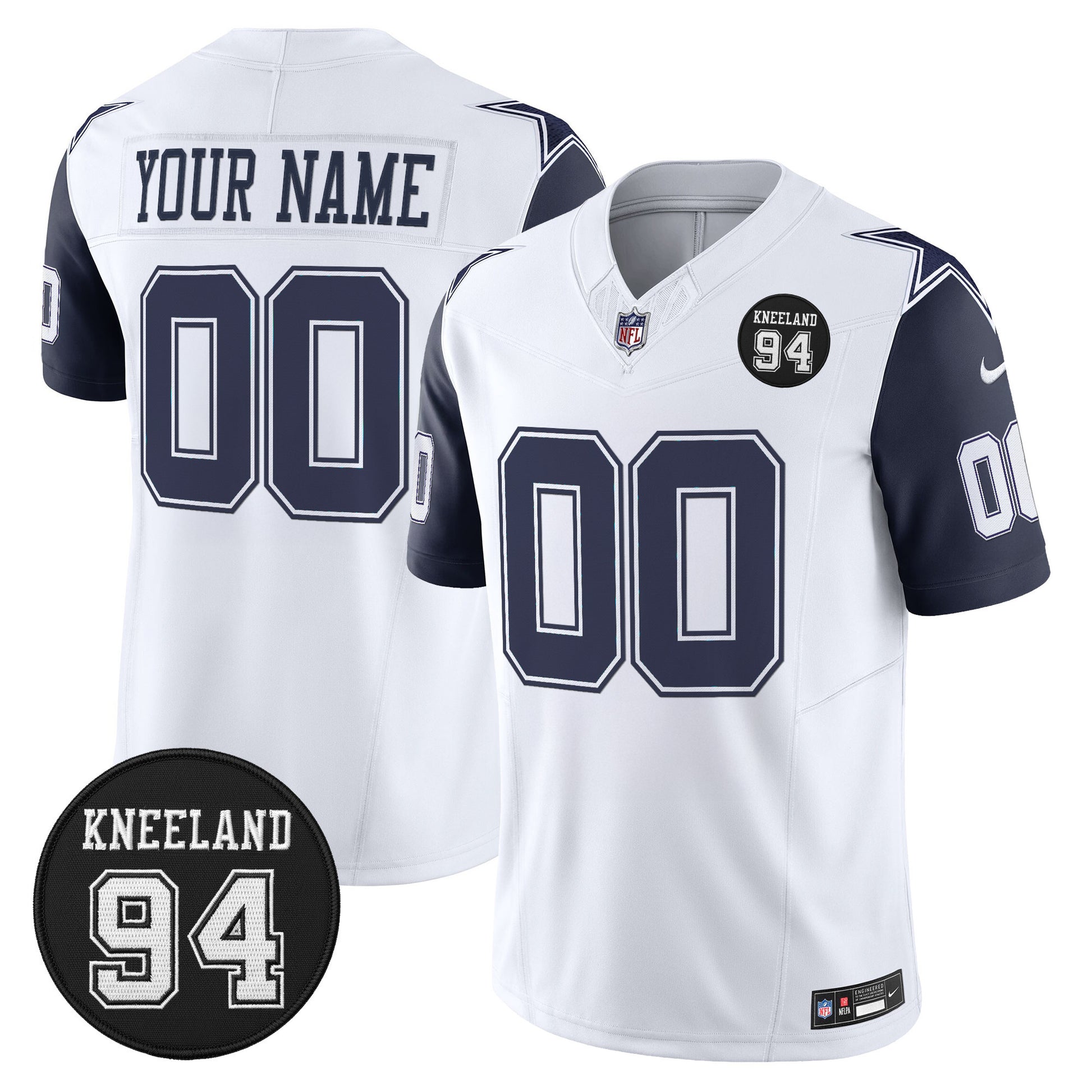 Dallas Cowboys #94 Marshawn Kneeland Memorial Patch Vapor Limited Custom Jersey - All Stitched