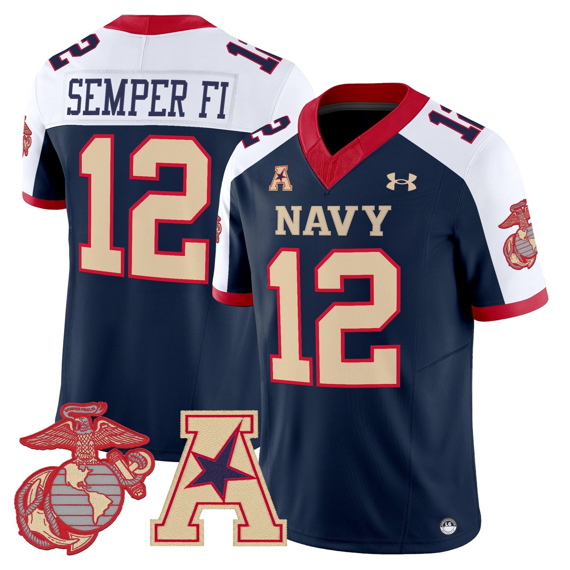 Men's Navy Midshipmen Vapor USMC Premier Jersey - All Stitched