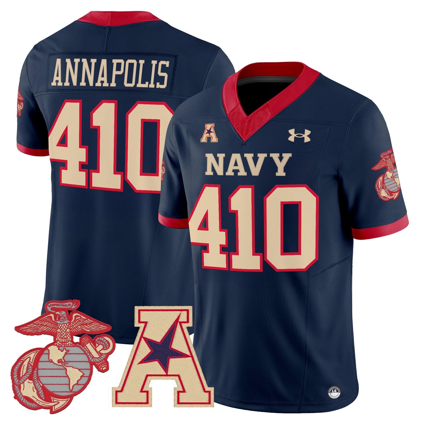 Men's Navy Midshipmen Vapor USMC Premier Jersey - All Stitched