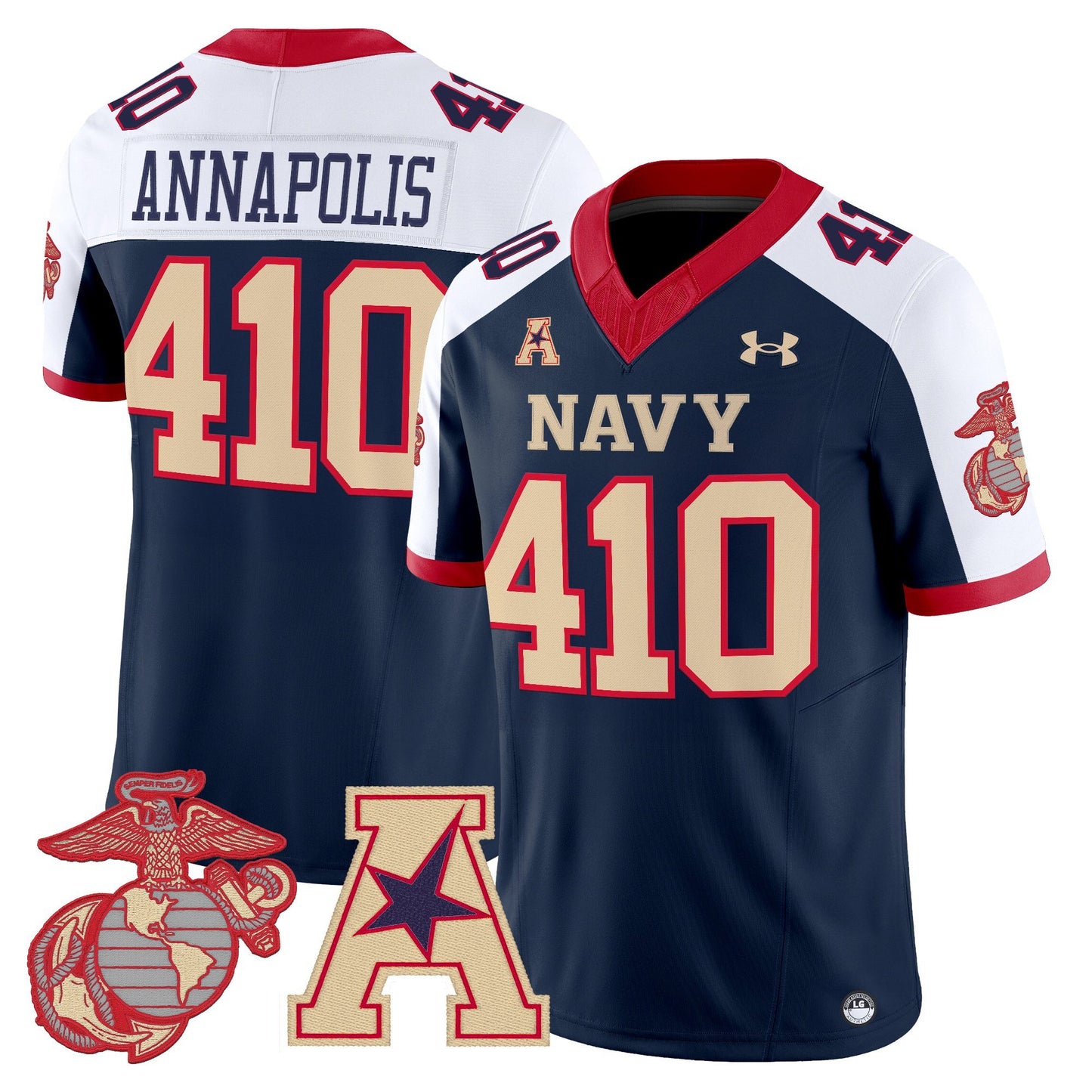 Men's Navy Midshipmen Vapor USMC Premier Jersey - All Stitched