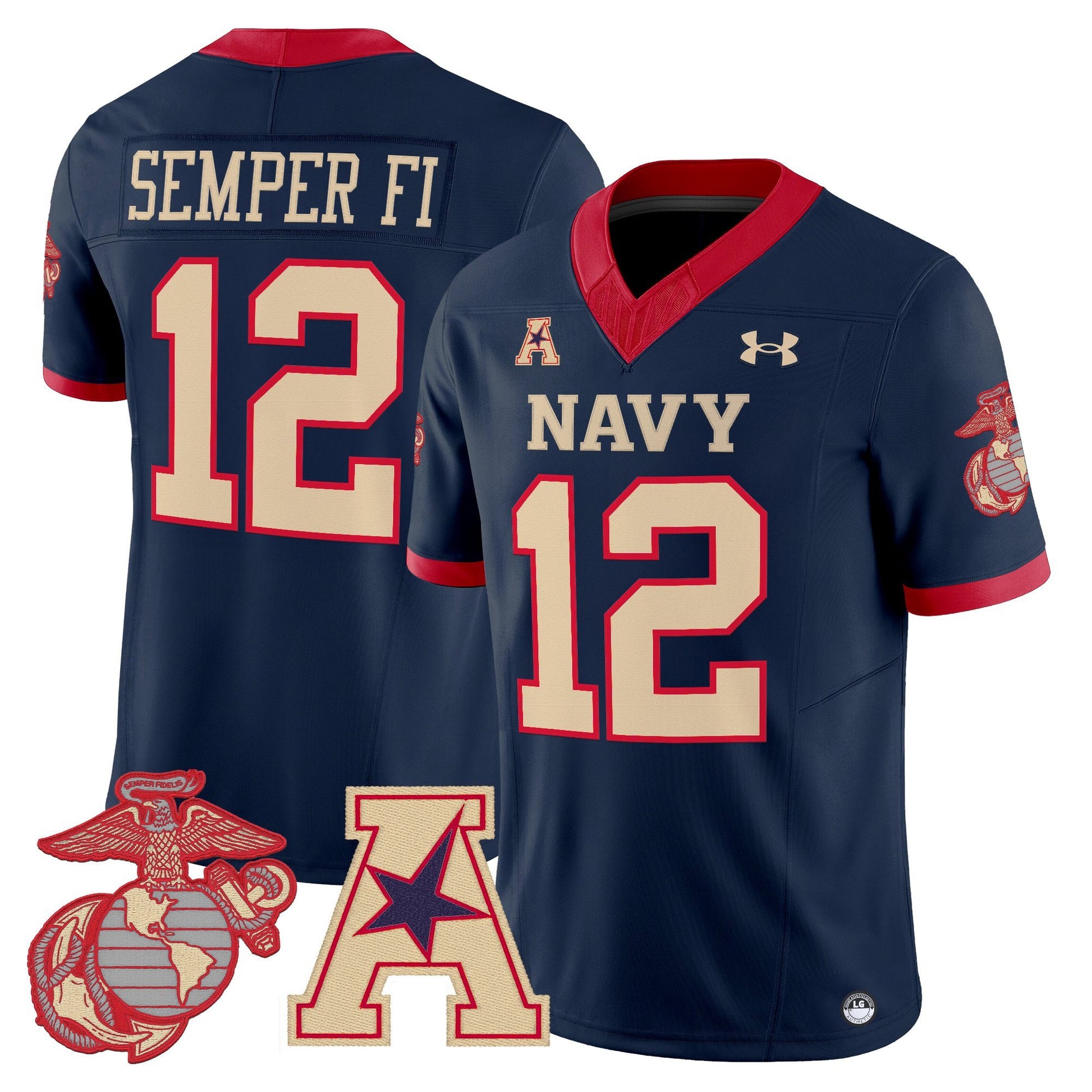 Men's Navy Midshipmen Vapor USMC Premier Jersey - All Stitched