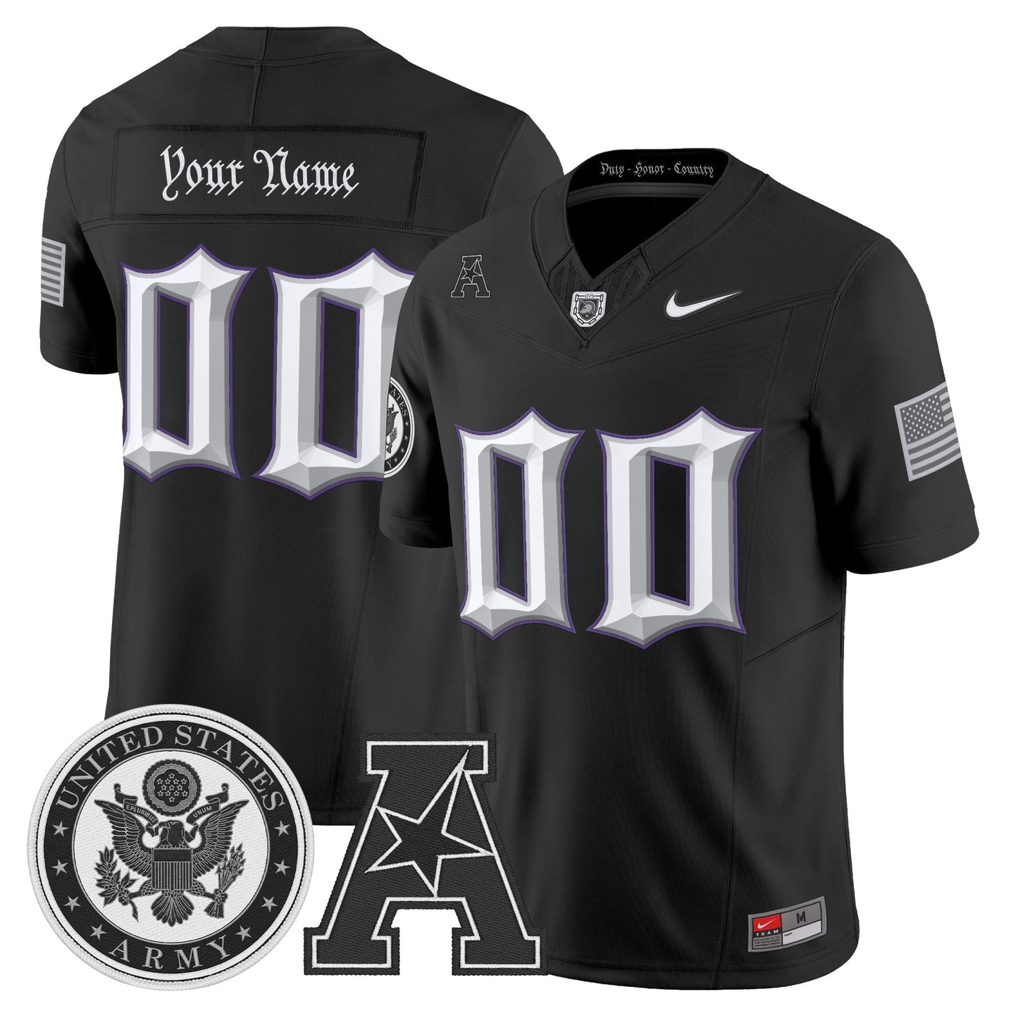 Army Black Knights Honoring 250 Years Of Service And Sacrifice Vapor Limited Custom Jersey - All Stitched