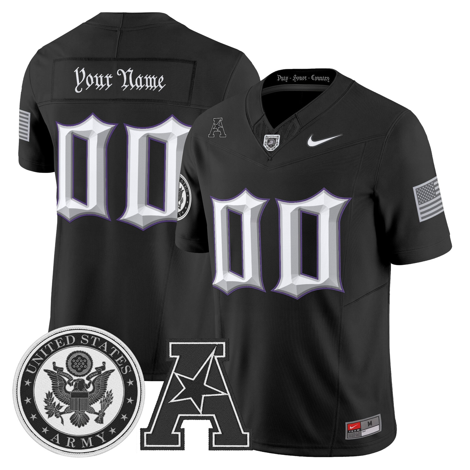 Army Black Knights Honoring 250 Years Of Service And Sacrifice Vapor Limited Custom Jersey - All Stitched