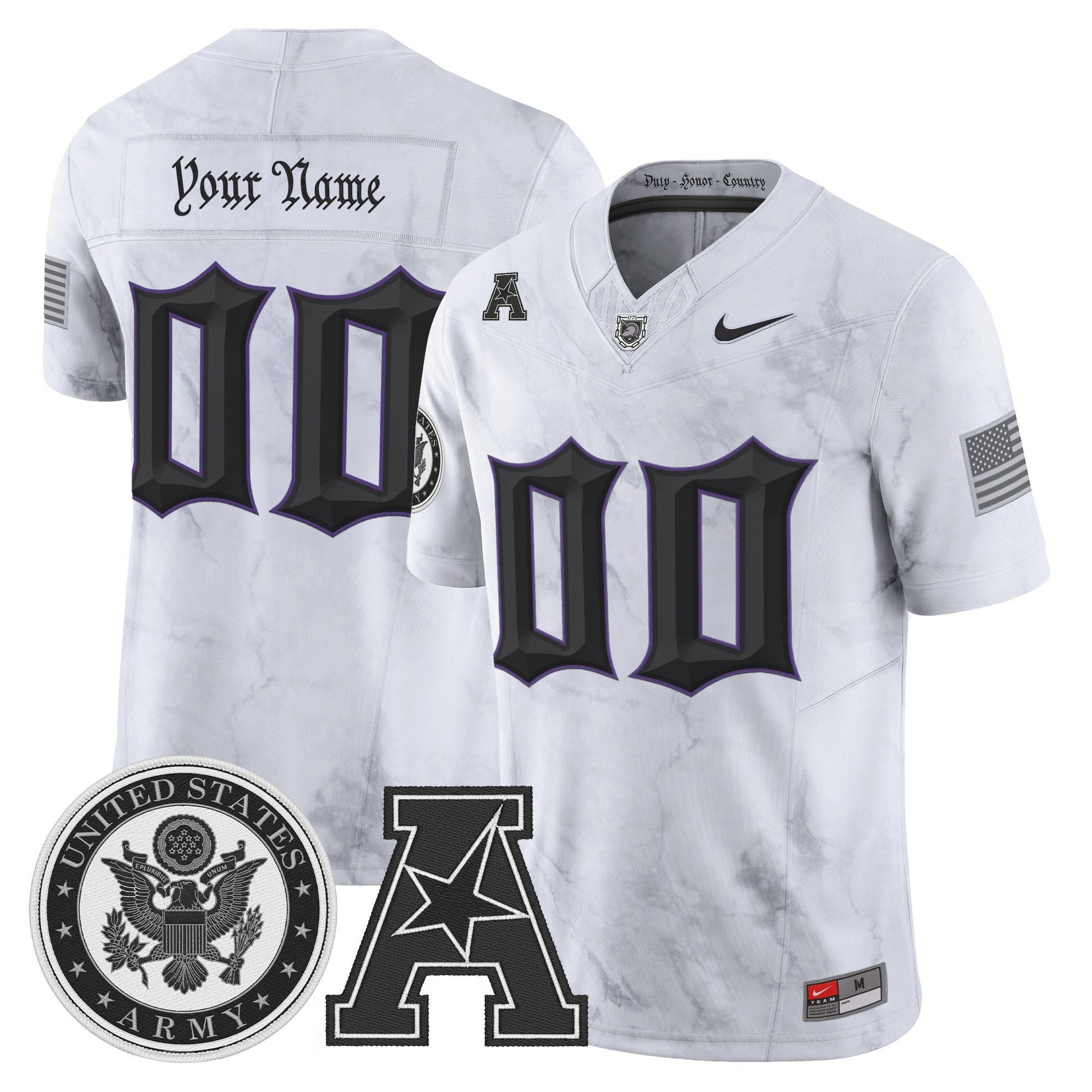 Army Black Knights Honoring 250 Years Of Service And Sacrifice Vapor Limited Custom Jersey - All Stitched