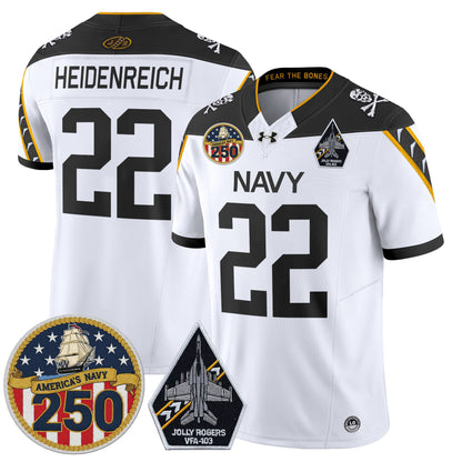 Men's Navy Midshipmen 'Jolly Rogers Edition' Vapor Limited Jersey - 250th Anniversary Patch - All Stitched