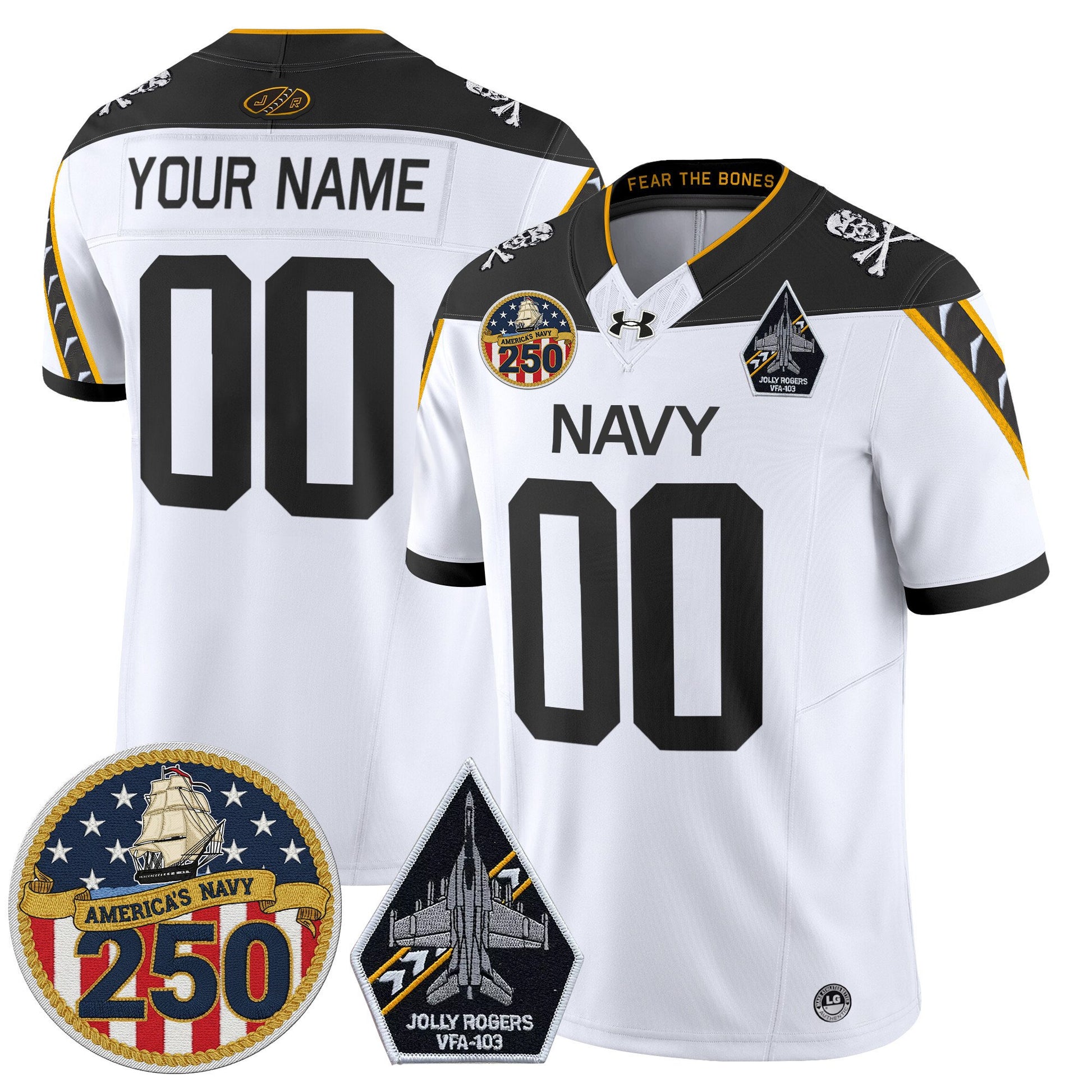 Navy Midshipmen 'Jolly Rogers Edition' Vapor Limited Custom Jersey - 250th Anniversary Patch - All Stitched