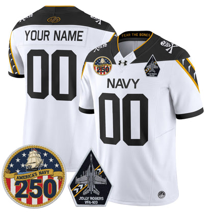 Navy Midshipmen 'Jolly Rogers Edition' Vapor Limited Custom Jersey - 250th Anniversary Patch - All Stitched