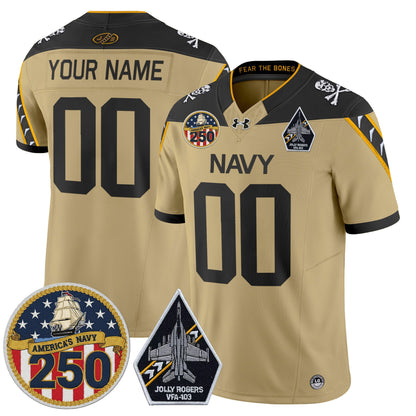 Navy Midshipmen 'Jolly Rogers Edition' Vapor Limited Custom Jersey - 250th Anniversary Patch - All Stitched
