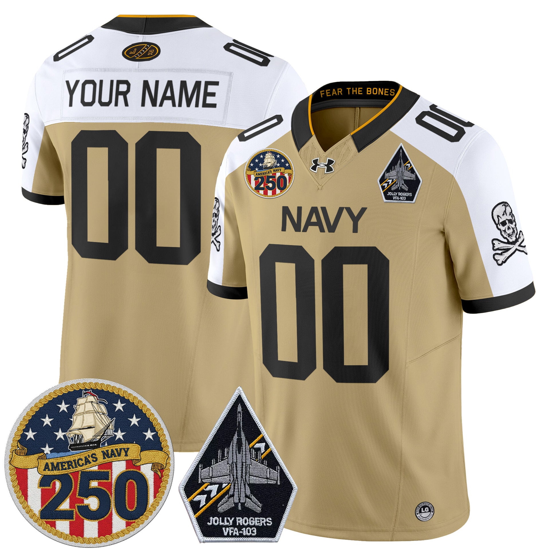 Navy Midshipmen 'Jolly Rogers Edition' Vapor Limited Custom Jersey - 250th Anniversary Patch - All Stitched
