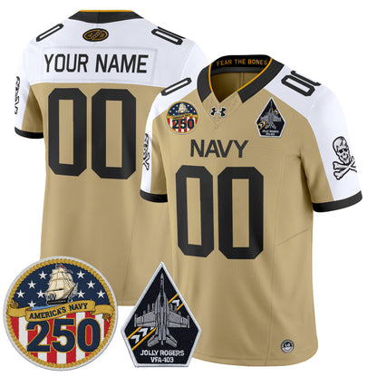 Navy Midshipmen 'Jolly Rogers Edition' Vapor Limited Custom Jersey - 250th Anniversary Patch - All Stitched