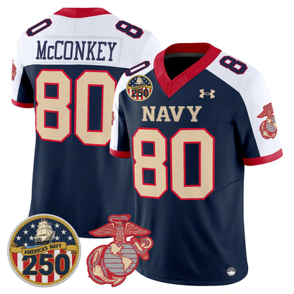 Men's Navy Midshipmen Vapor USMC Premier Jersey - 250th Anniversary Patch - All Stitched