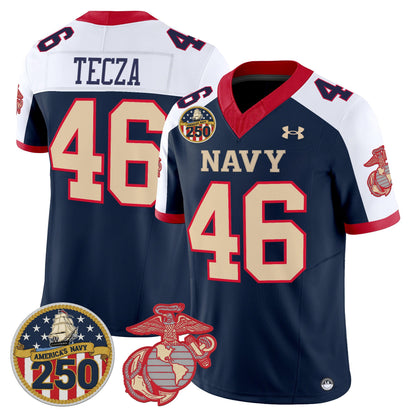 Men's Navy Midshipmen Vapor USMC Premier Jersey - 250th Anniversary Patch - All Stitched