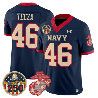 Men's Navy Midshipmen Vapor USMC Premier Jersey - 250th Anniversary Patch - All Stitched