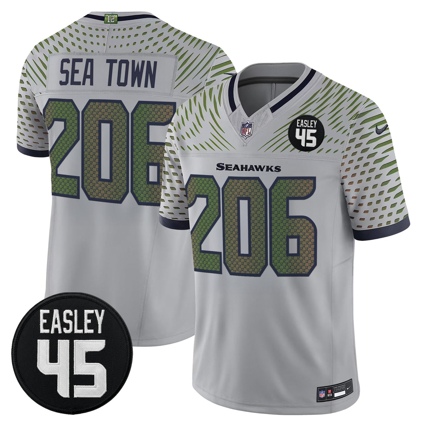 Men's Seattle Seahawks #45 Kenny Easley Memorial Patch Vapor Limited Jersey - All Stitched