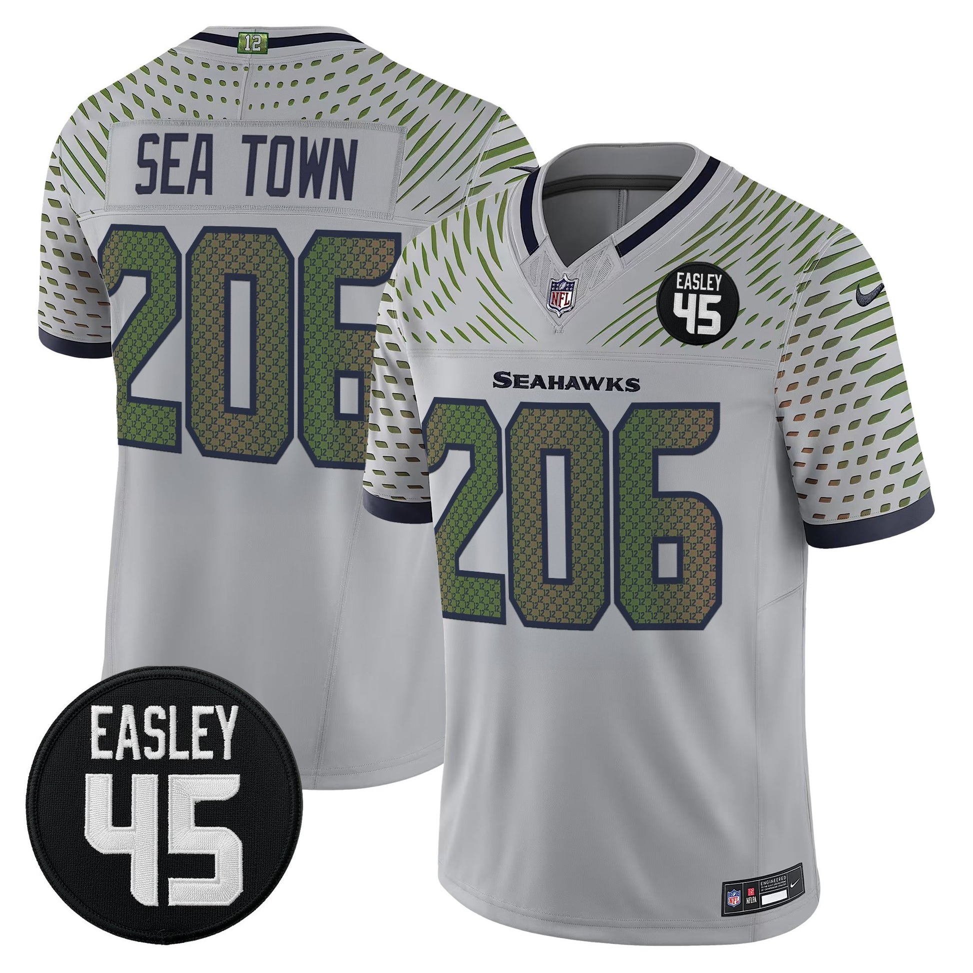 Men's Seattle Seahawks #45 Kenny Easley Memorial Patch Vapor Limited Jersey - All Stitched