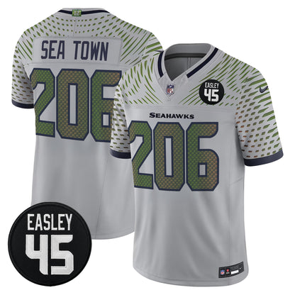 Men's Seattle Seahawks #45 Kenny Easley Memorial Patch Vapor Limited Jersey - All Stitched