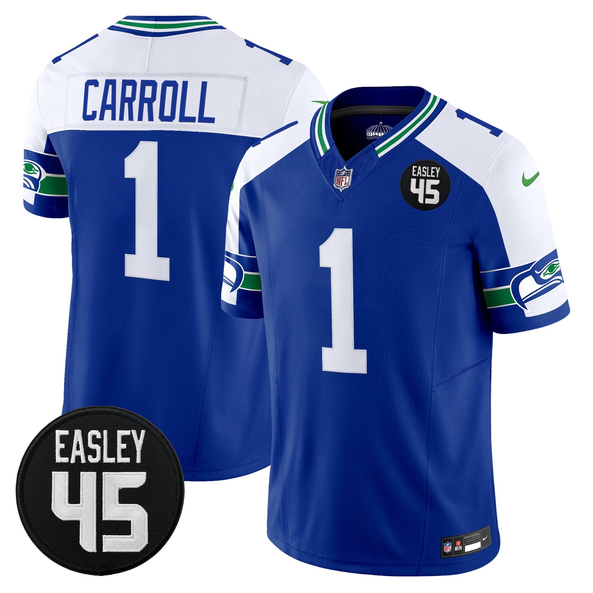 Men's Seattle Seahawks #45 Kenny Easley Memorial Patch Vapor Limited Jersey - All Stitched