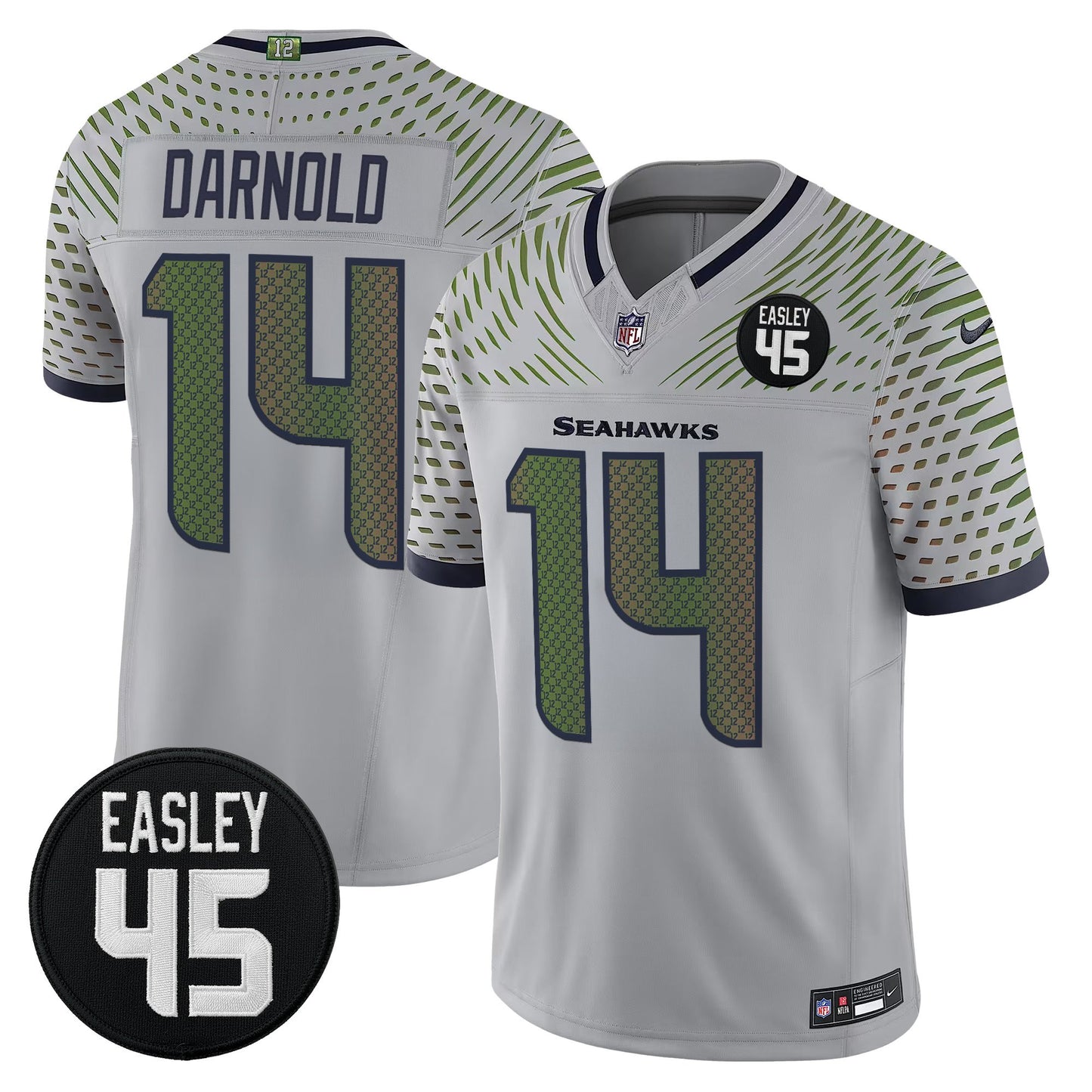 Men's Seattle Seahawks #45 Kenny Easley Memorial Patch Vapor Limited Jersey - All Stitched