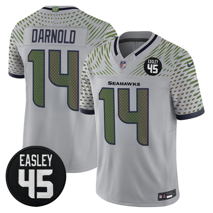 Men's Seattle Seahawks #45 Kenny Easley Memorial Patch Vapor Limited Jersey - All Stitched