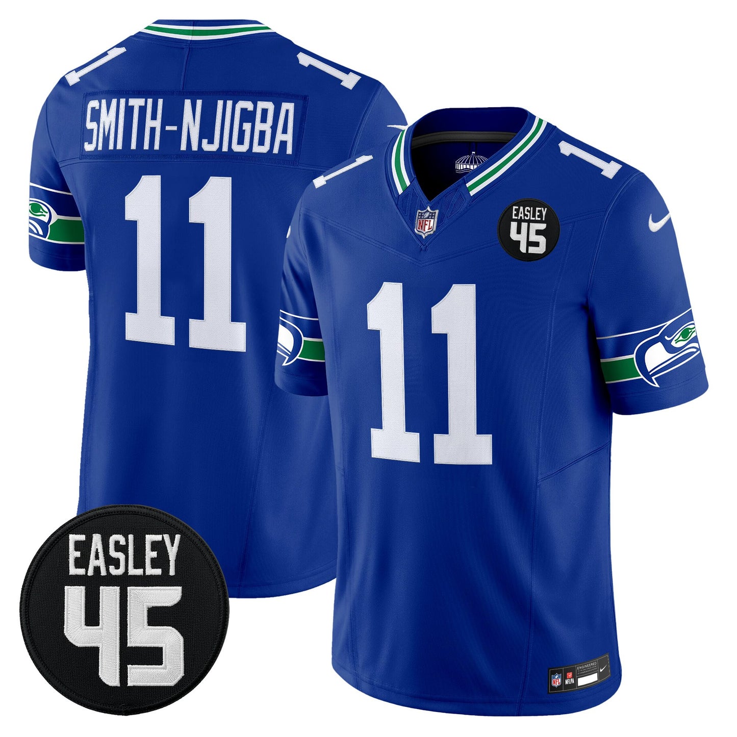 Men's Seattle Seahawks #45 Kenny Easley Memorial Patch Vapor Limited Jersey - All Stitched