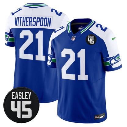 Men's Seattle Seahawks #45 Kenny Easley Memorial Patch Vapor Limited Jersey - All Stitched