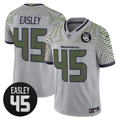 Men's Seattle Seahawks #45 Kenny Easley Memorial Patch Vapor Limited Jersey - All Stitched