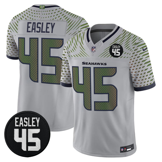 Men's Seattle Seahawks #45 Kenny Easley Memorial Patch Vapor Limited Jersey - All Stitched