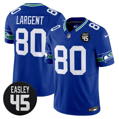 Men's Seattle Seahawks #45 Kenny Easley Memorial Patch Vapor Limited Jersey - All Stitched