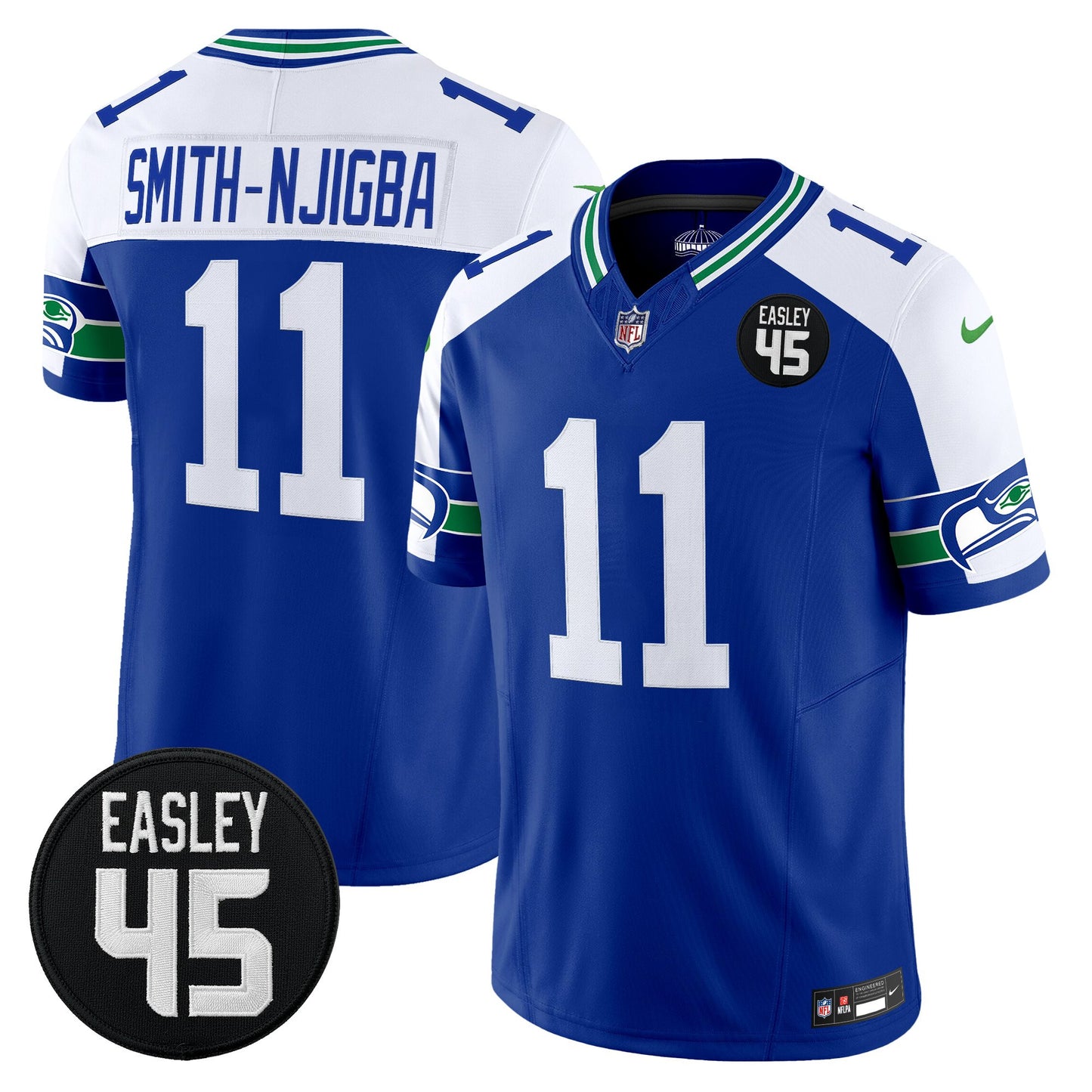 Men's Seattle Seahawks #45 Kenny Easley Memorial Patch Vapor Limited Jersey - All Stitched