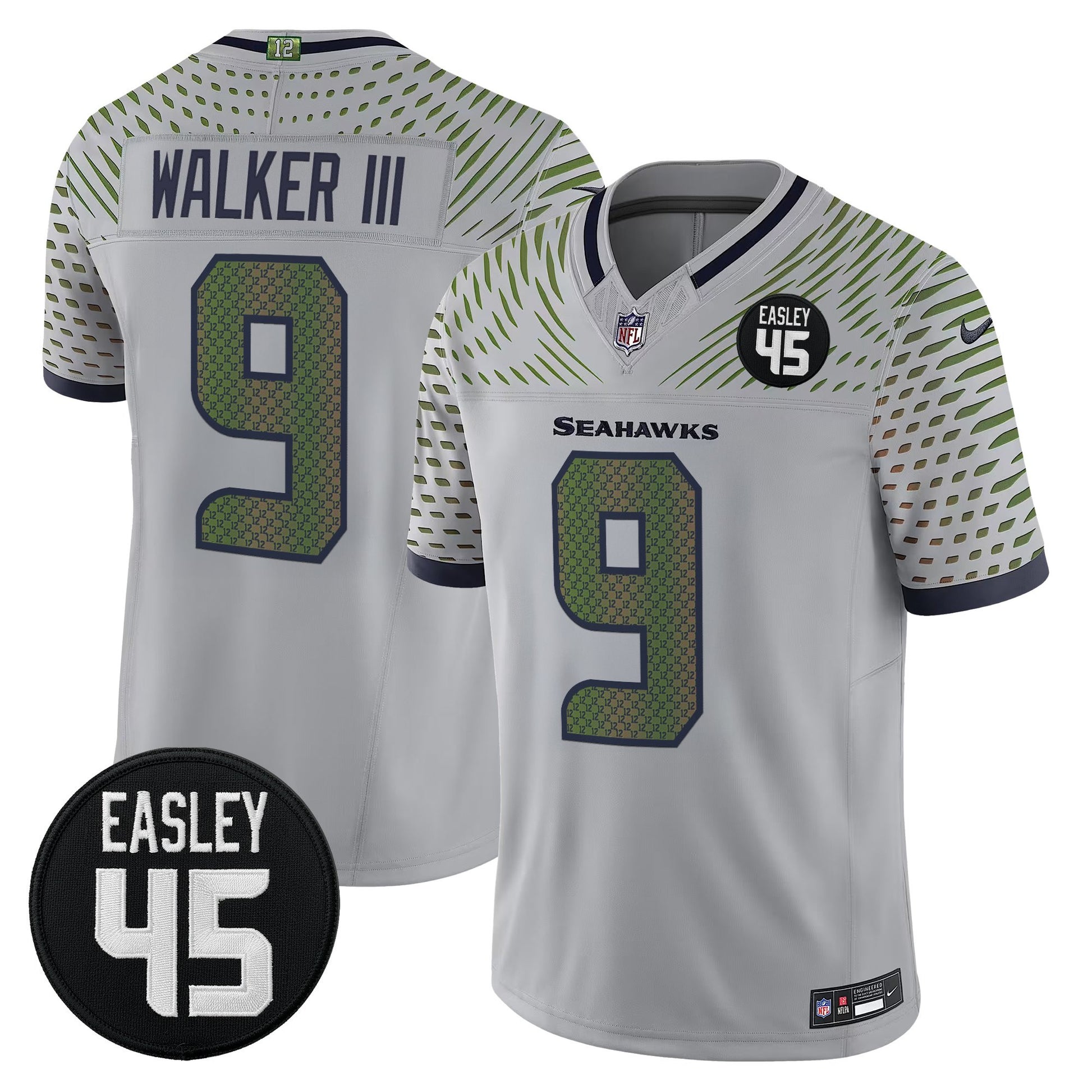 Men's Seattle Seahawks #45 Kenny Easley Memorial Patch Vapor Limited Jersey - All Stitched