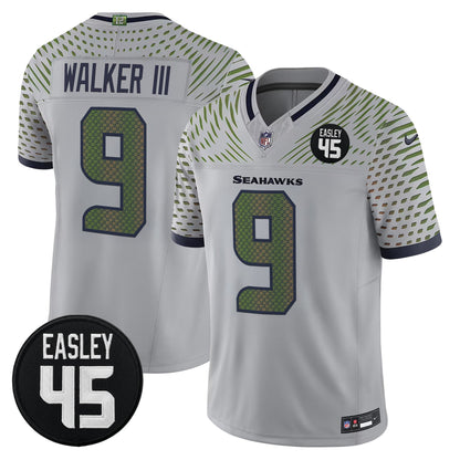Men's Seattle Seahawks #45 Kenny Easley Memorial Patch Vapor Limited Jersey - All Stitched