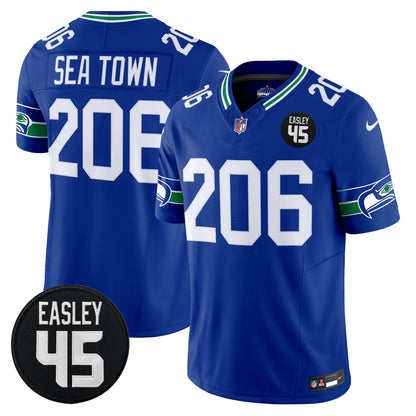 Men's Seattle Seahawks #45 Kenny Easley Memorial Patch Vapor Limited Jersey - All Stitched