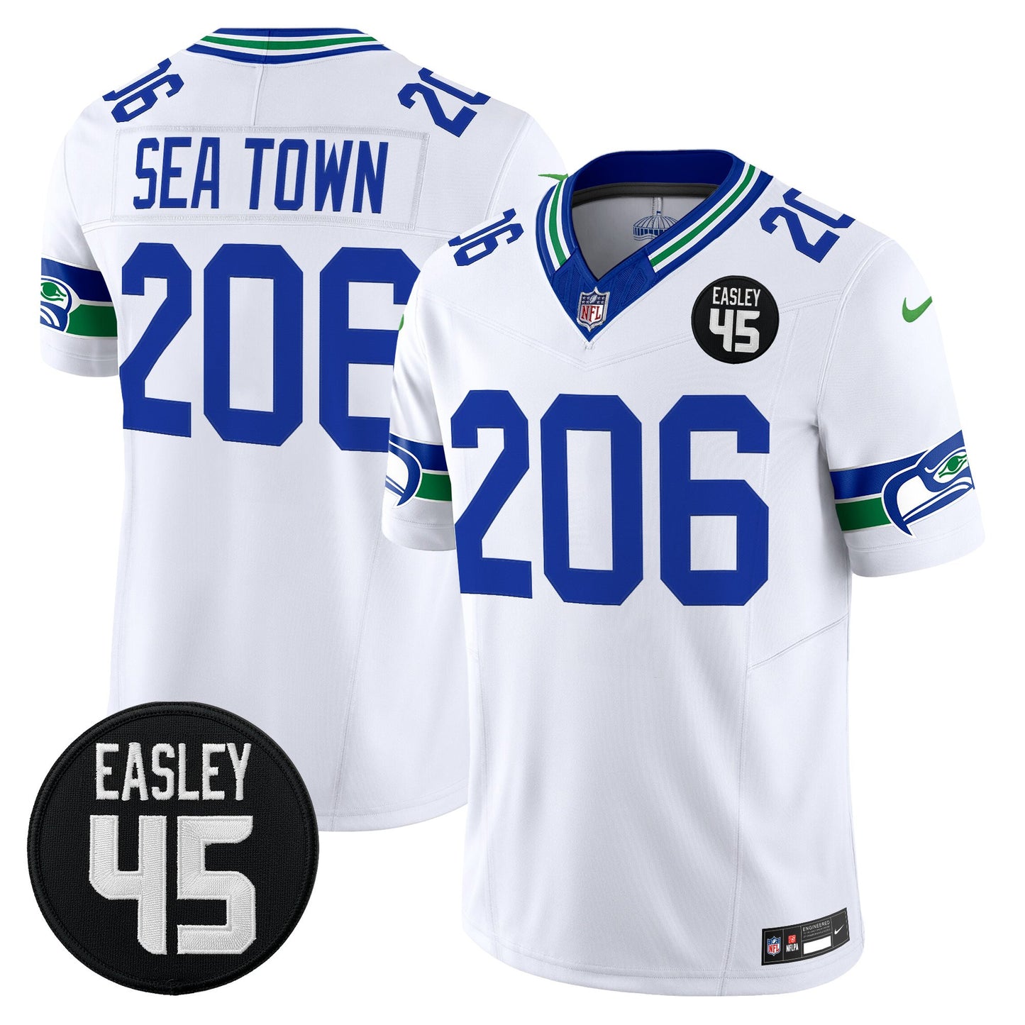 Men's Seattle Seahawks #45 Kenny Easley Memorial Patch Vapor Limited Jersey - All Stitched