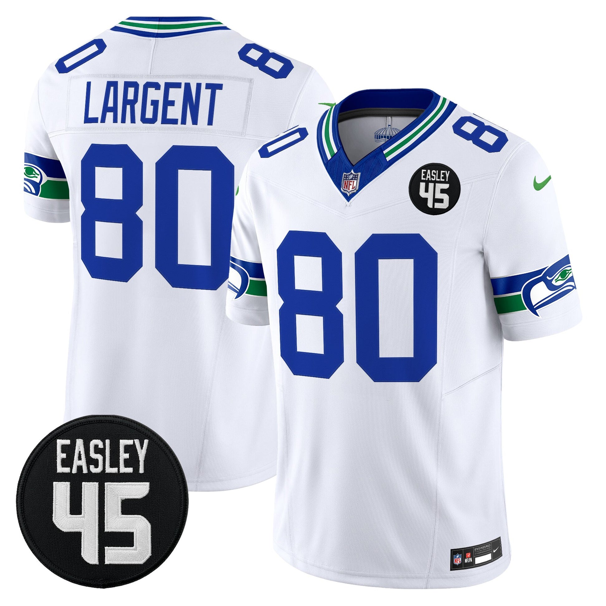 Men's Seattle Seahawks #45 Kenny Easley Memorial Patch Vapor Limited Jersey - All Stitched