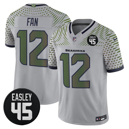 Men's Seattle Seahawks #45 Kenny Easley Memorial Patch Vapor Limited Jersey - All Stitched