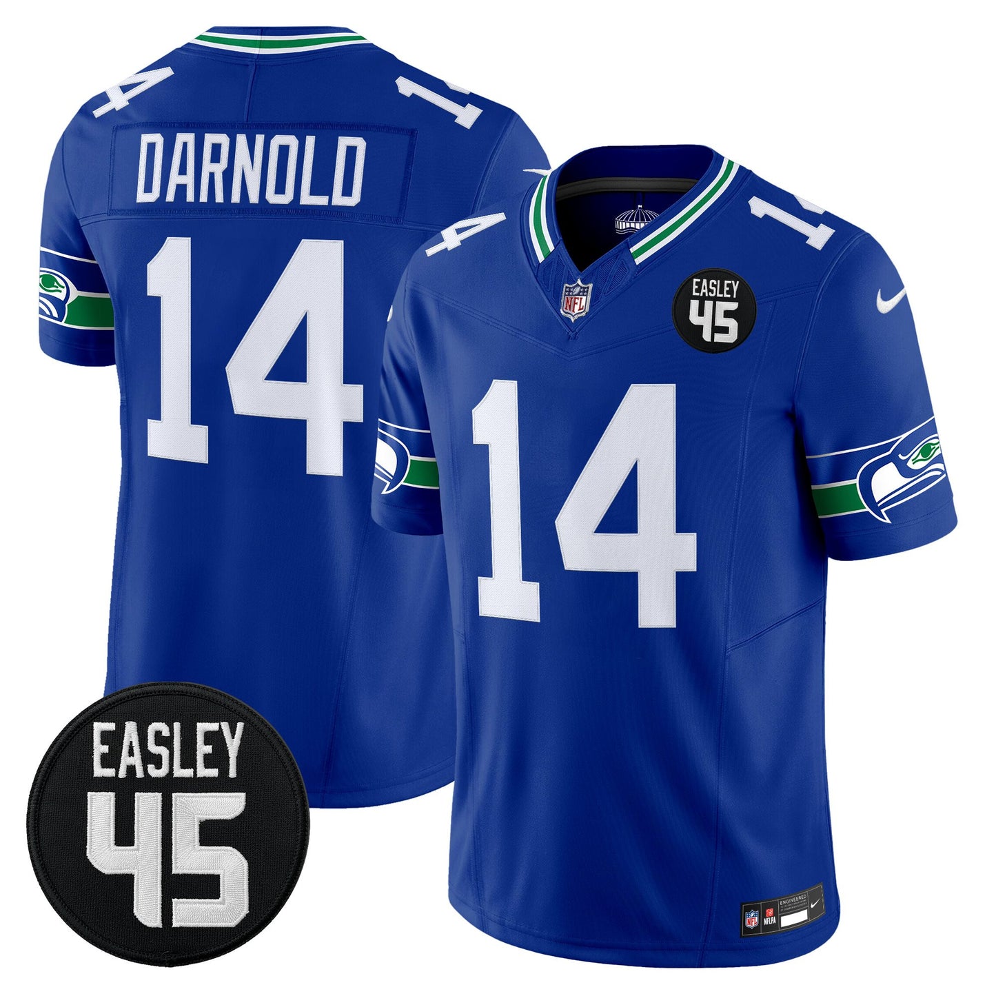 Men's Seattle Seahawks #45 Kenny Easley Memorial Patch Vapor Limited Jersey - All Stitched