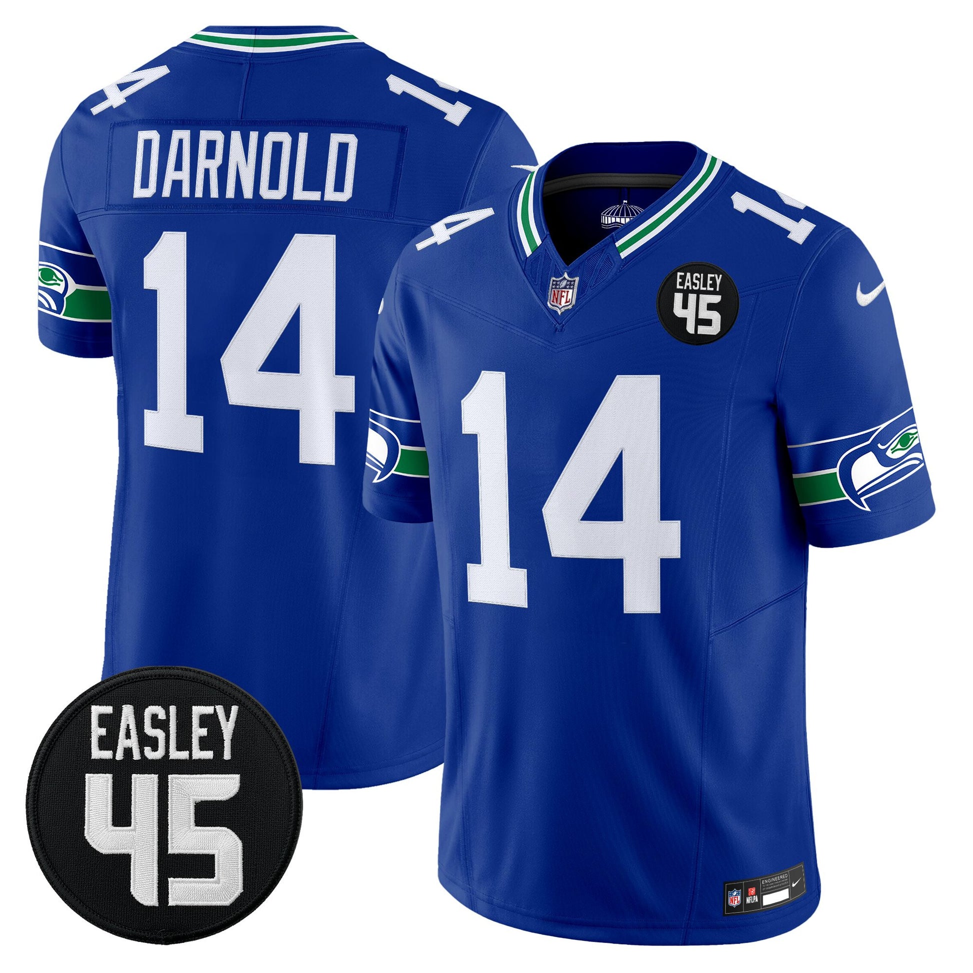 Men's Seattle Seahawks #45 Kenny Easley Memorial Patch Vapor Limited Jersey - All Stitched