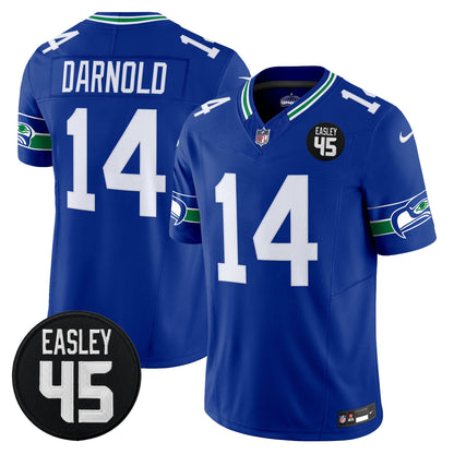 Men's Seattle Seahawks #45 Kenny Easley Memorial Patch Vapor Limited Jersey - All Stitched