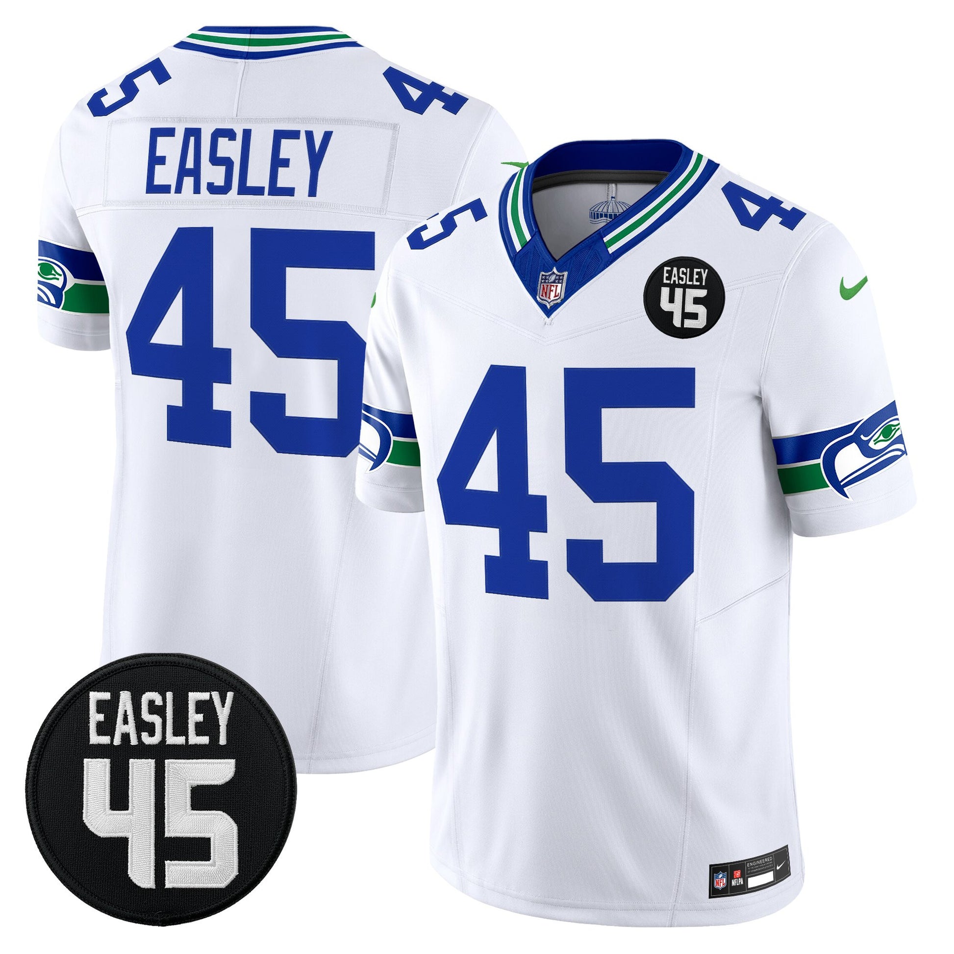 Men's Seattle Seahawks #45 Kenny Easley Memorial Patch Vapor Limited Jersey - All Stitched