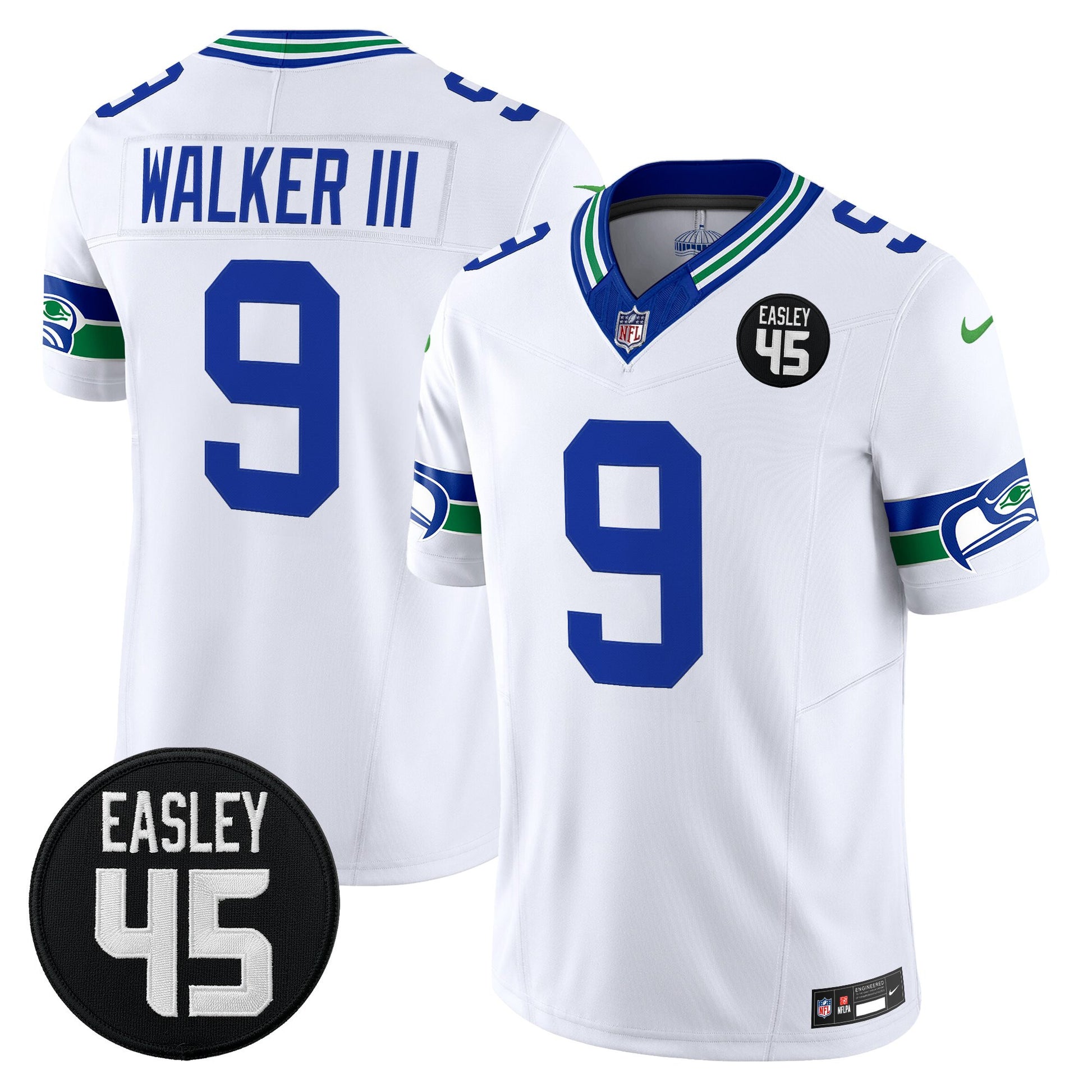 Men's Seattle Seahawks #45 Kenny Easley Memorial Patch Vapor Limited Jersey - All Stitched