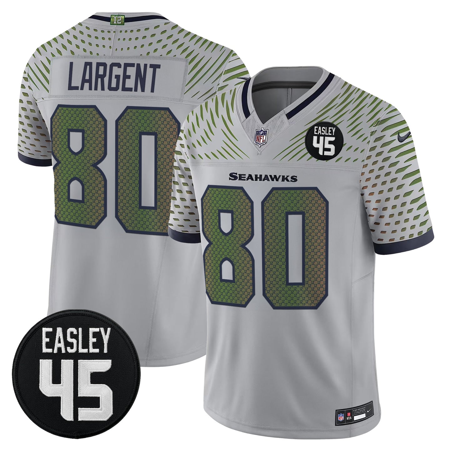 Men's Seattle Seahawks #45 Kenny Easley Memorial Patch Vapor Limited Jersey - All Stitched