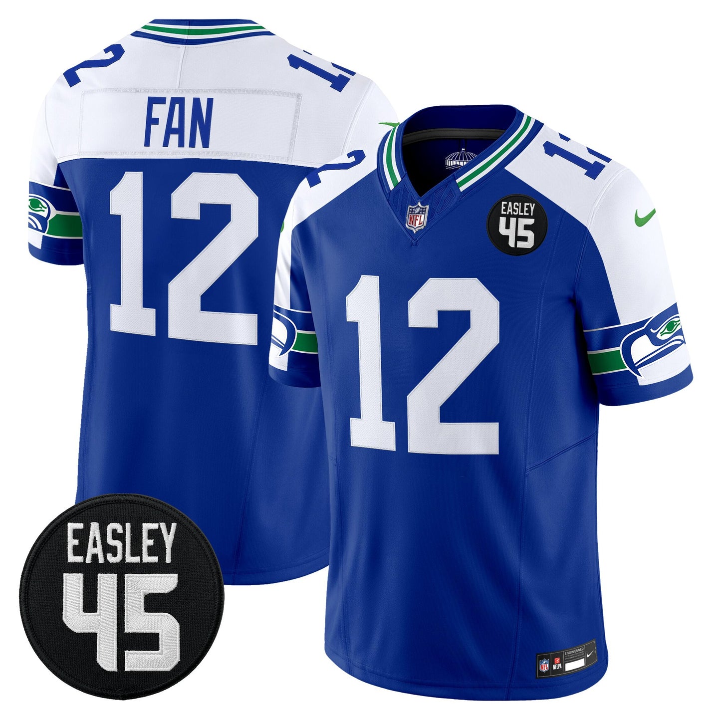 Men's Seattle Seahawks #45 Kenny Easley Memorial Patch Vapor Limited Jersey - All Stitched