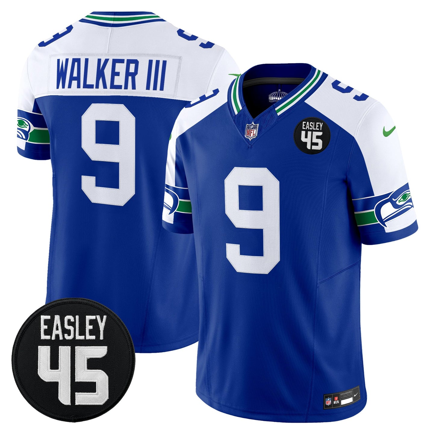Men's Seattle Seahawks #45 Kenny Easley Memorial Patch Vapor Limited Jersey - All Stitched