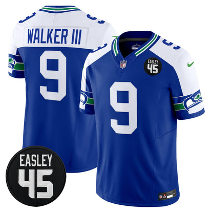 Men's Seattle Seahawks #45 Kenny Easley Memorial Patch Vapor Limited Jersey - All Stitched
