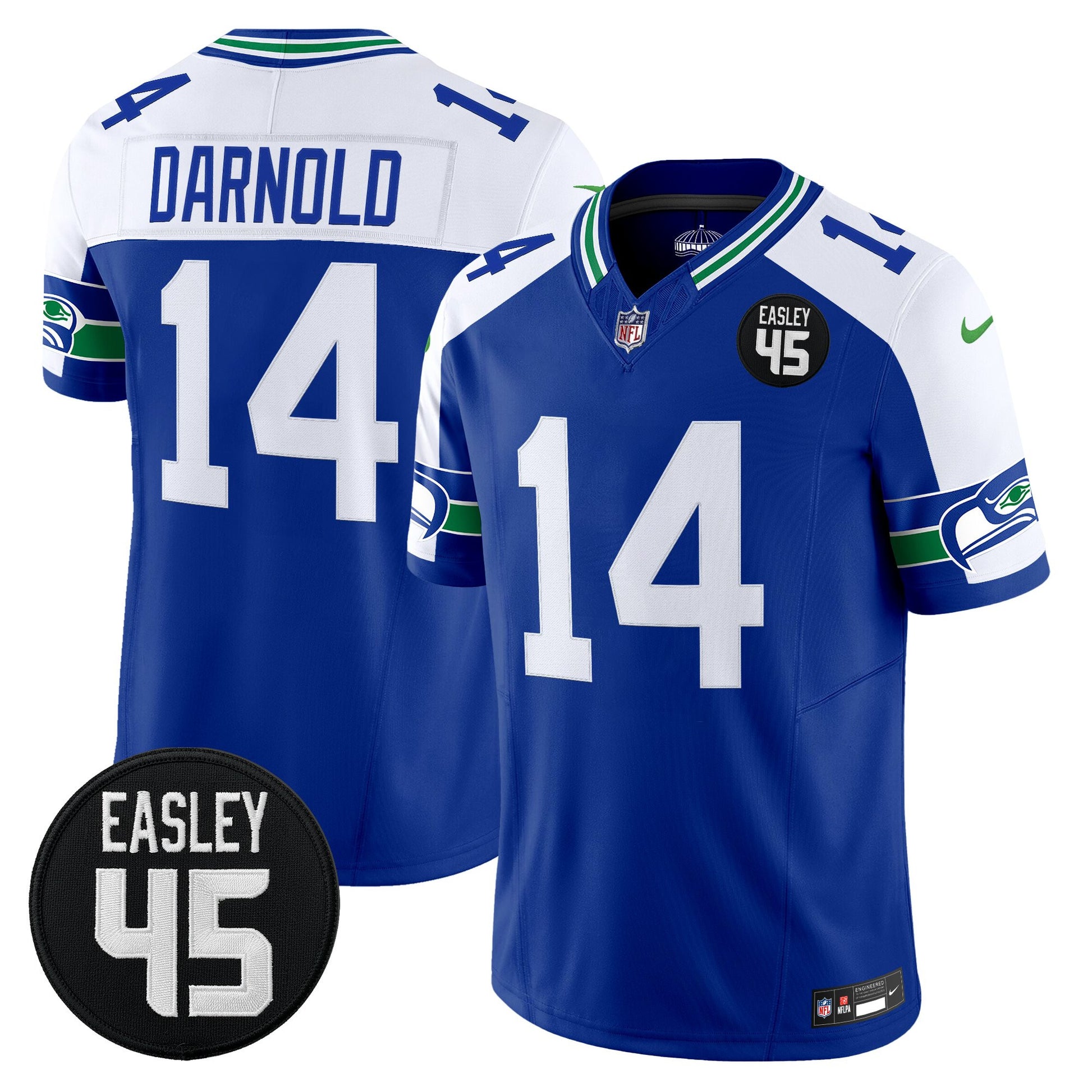 Men's Seattle Seahawks #45 Kenny Easley Memorial Patch Vapor Limited Jersey - All Stitched