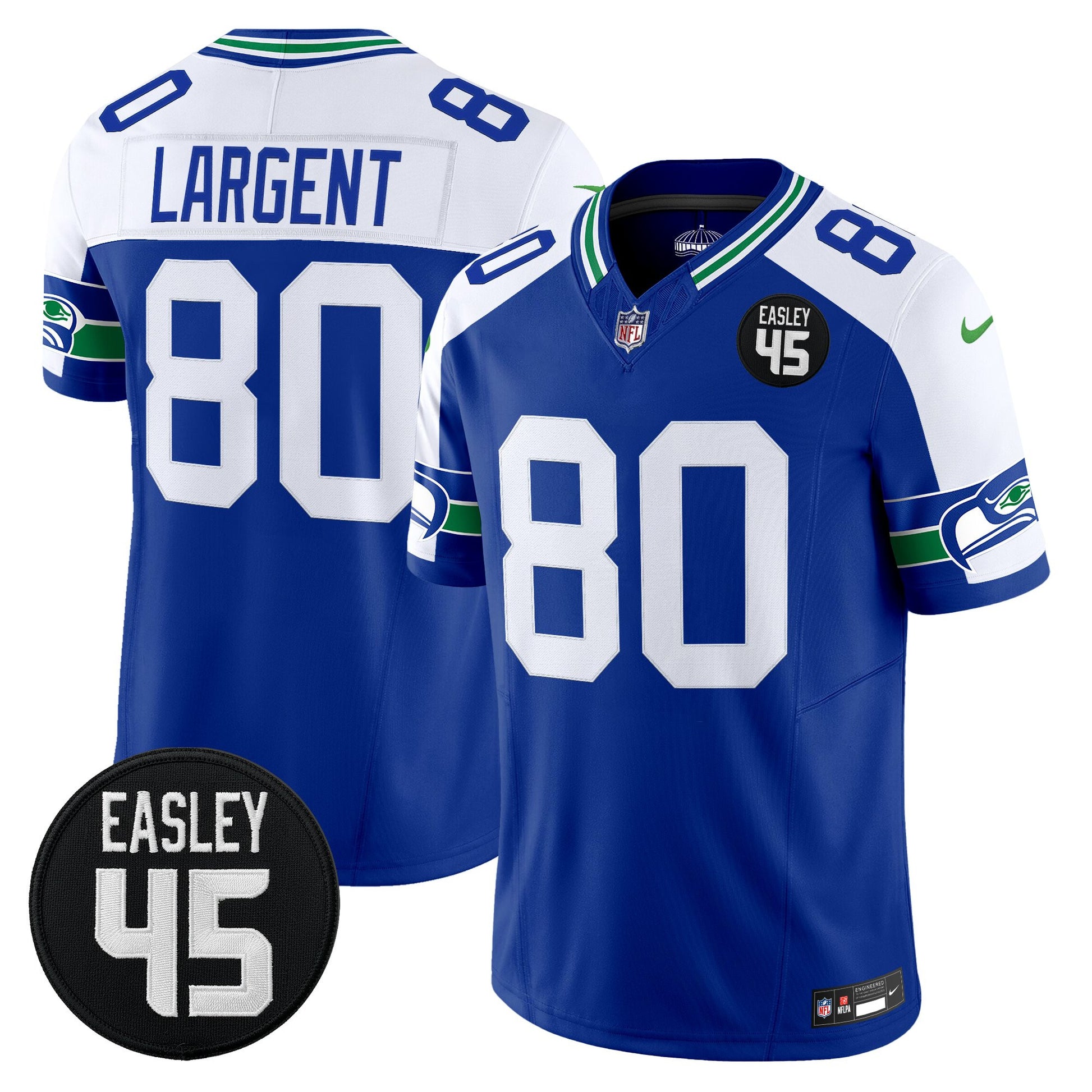 Men's Seattle Seahawks #45 Kenny Easley Memorial Patch Vapor Limited Jersey - All Stitched